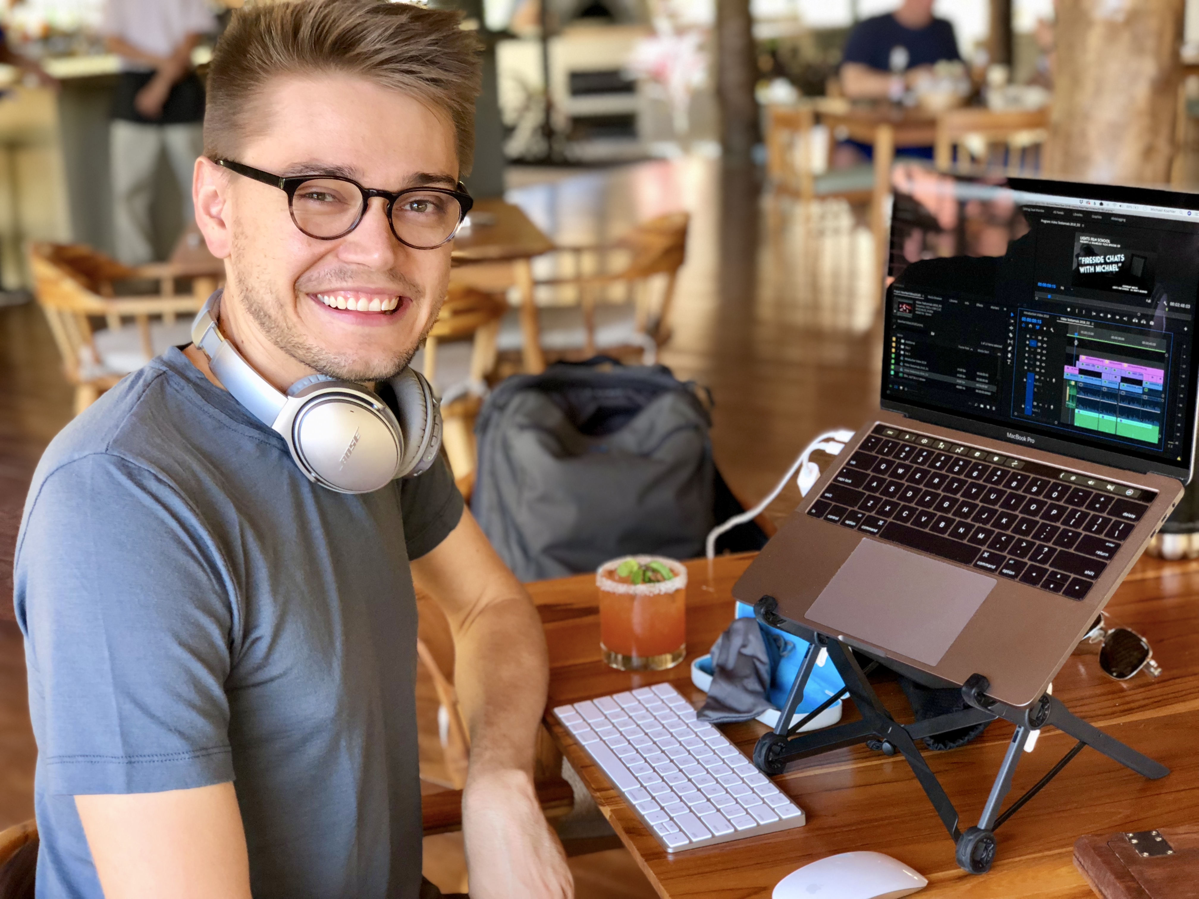 Michael Koehler editing a video in Nicaragua.